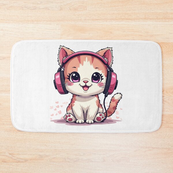 Item preview,  pink kitten with headphones designed and sold by jkrphoto.