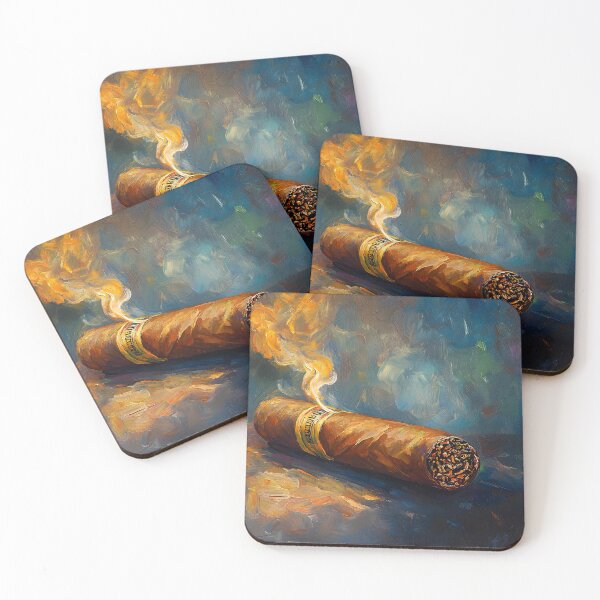 Item preview, Abstract Cigar with Swirling Smoke - Dynamic Blues and Greens with Bold Energy designed and sold by OlfactoART Studio.