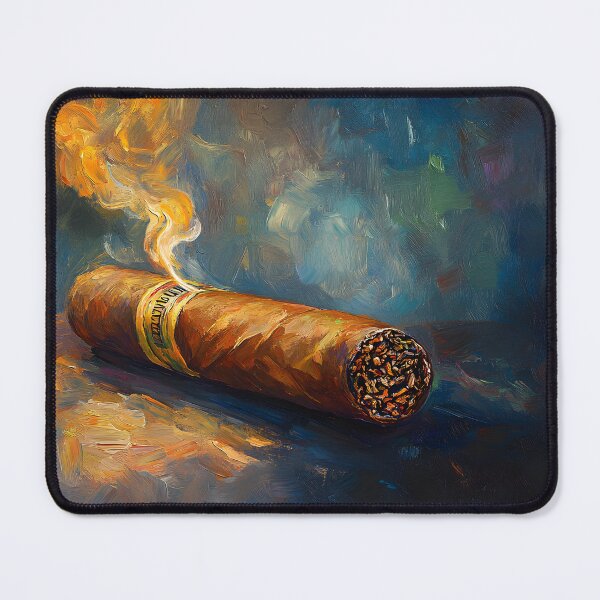 Item preview, Abstract Cigar with Swirling Smoke - Dynamic Blues and Greens with Bold Energy designed and sold by OlfactoART Studio.