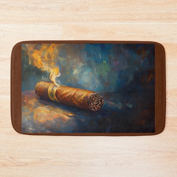 Item preview, Abstract Cigar with Swirling Smoke - Dynamic Blues and Greens with Bold Energy designed and sold by OlfactoART Studio.