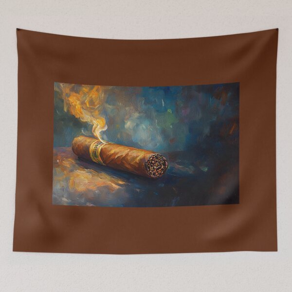 Item preview, Abstract Cigar with Swirling Smoke - Dynamic Blues and Greens with Bold Energy designed and sold by OlfactoART Studio.