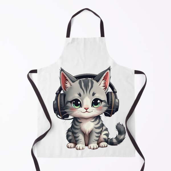 Item preview, gray kitten with headphones designed and sold by jkrphoto.