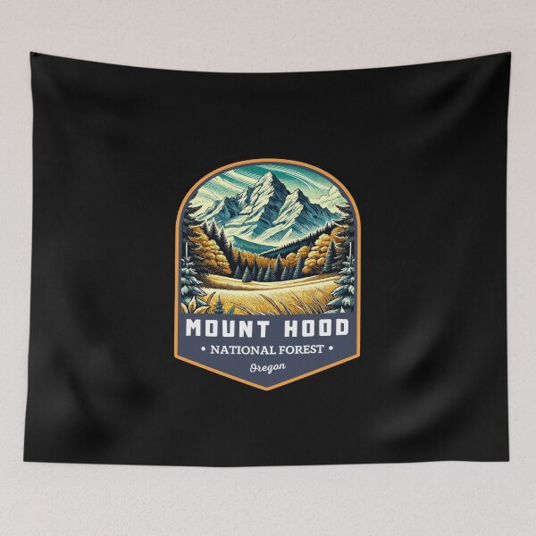 Item preview, Retro Mount Hood National Forest Oregon Art Travel Landscape designed and sold by MaateoDesign.