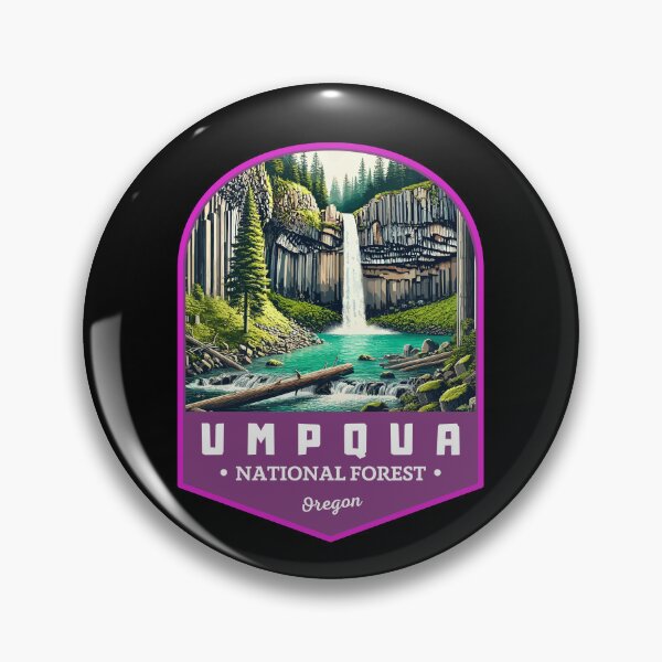 Item preview, Retro Umpqua National Forest Oregon Art Travel Landscape designed and sold by MaateoDesign.