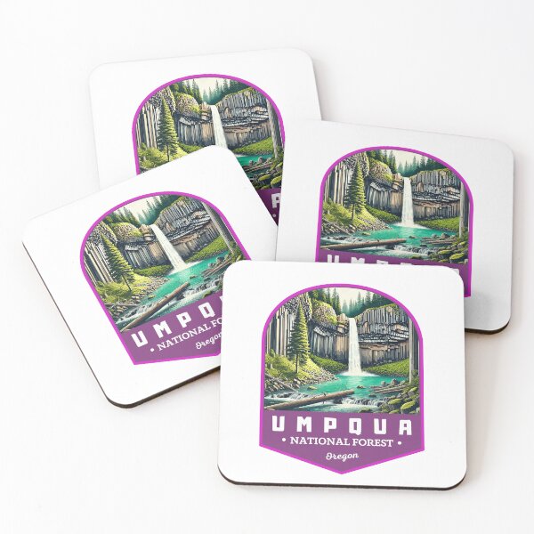 Item preview, Retro Umpqua National Forest Oregon Art Travel Landscape designed and sold by MaateoDesign.