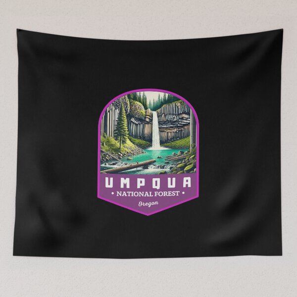 Item preview, Retro Umpqua National Forest Oregon Art Travel Landscape designed and sold by MaateoDesign.