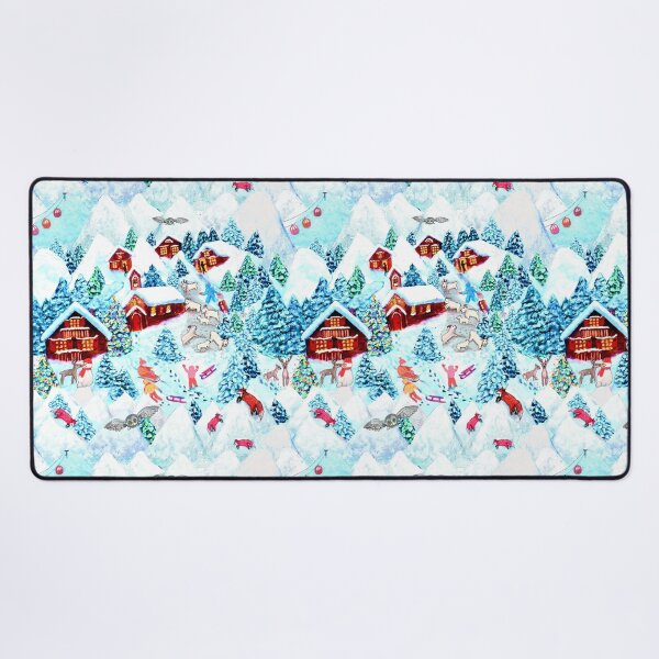 Item preview, Christmas Alpine Village with kids, reindeer, owls, mountains, mountain goats, kids and christmas trees designed and sold by MagentaRose.