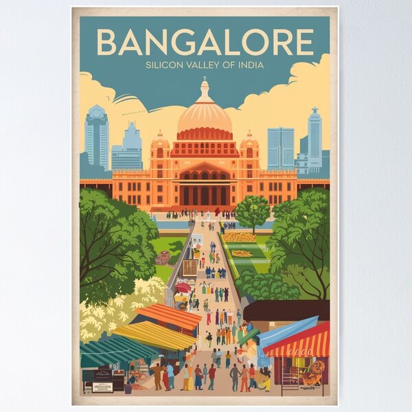 Item preview, Bangalore Vintage Travel Poster designed and sold by TravelerRat.