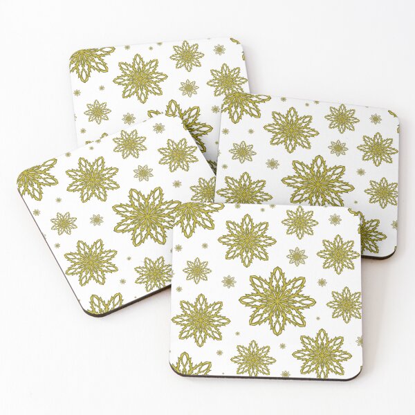 Item preview, Pattern of falling snowflakes "Inspiration" yellow on a white background designed and sold by Cherevan.