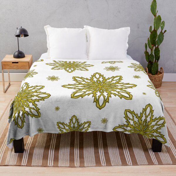 Item preview, Pattern of falling snowflakes "Inspiration" yellow on a white background designed and sold by Cherevan.