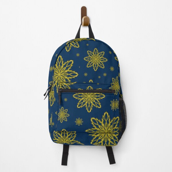 Item preview, Pattern of falling snowflakes "Inspiration" yellow on a dark blue background designed and sold by Cherevan.