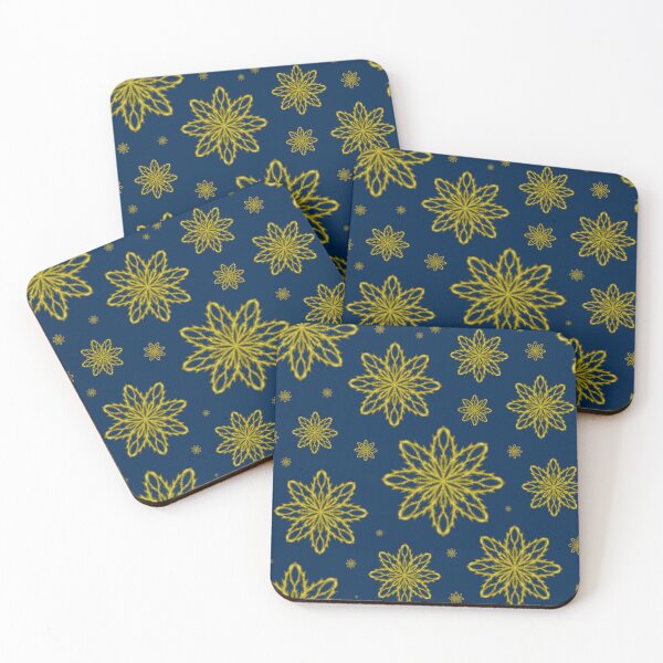 Item preview, Pattern of falling snowflakes "Inspiration" yellow on a dark blue background designed and sold by Cherevan.
