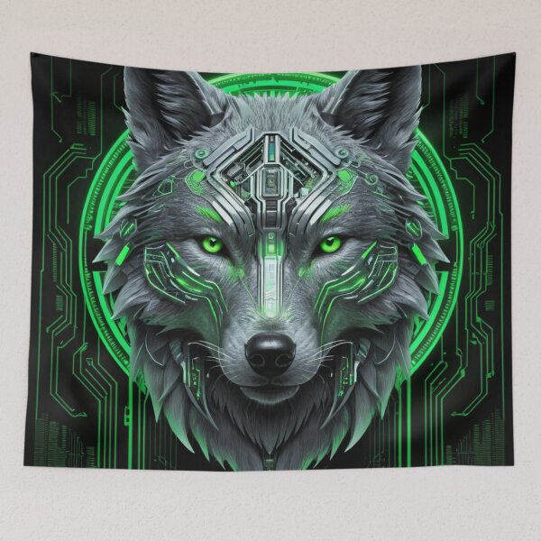 Item preview, Futuristic Neon Cyberwolf designed and sold by RebelPaintBrush.