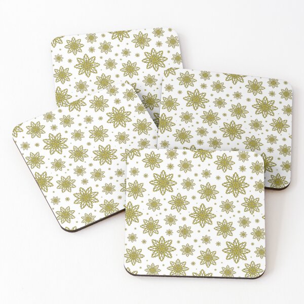 Item preview, Pattern of falling snowflakes "Inspiration" yellow on a white background designed and sold by Cherevan.