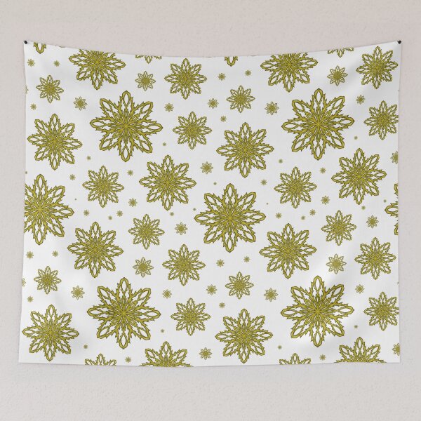 Item preview, Pattern of falling snowflakes "Inspiration" yellow on a white background designed and sold by Cherevan.