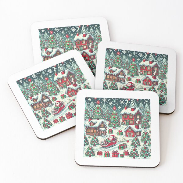 Item preview, Snowy Village Christmas - Pixel Santa Adventure designed and sold by OldSchoolRetro.