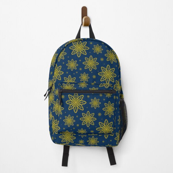 Item preview, Pattern of falling snowflakes "Inspiration" yellow on a dark blue background designed and sold by Cherevan.