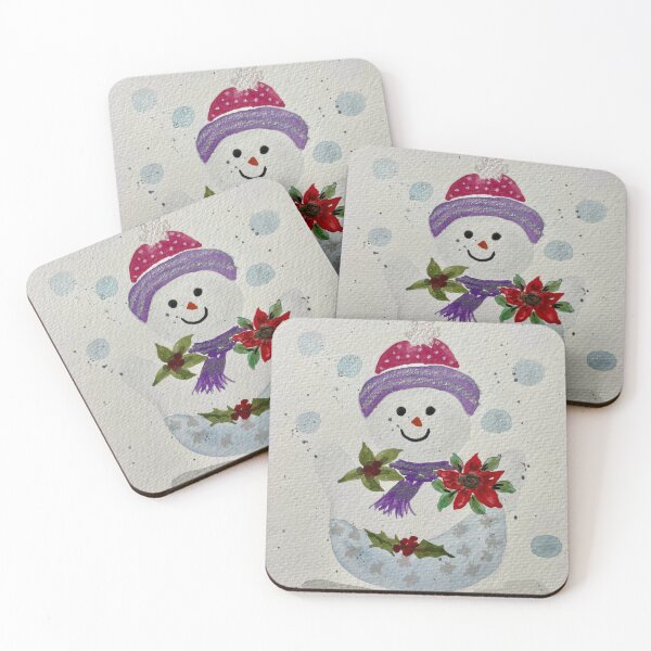 Item preview, Cute Watercolor Snowman with Toque and Poinsettia designed and sold by LakeArtWorks.