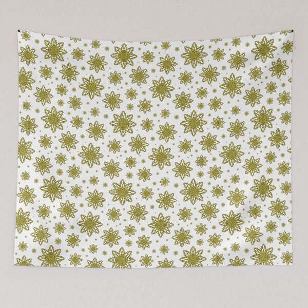 Item preview, Pattern of falling snowflakes "Inspiration" of yellow color on a white background designed and sold by Cherevan.