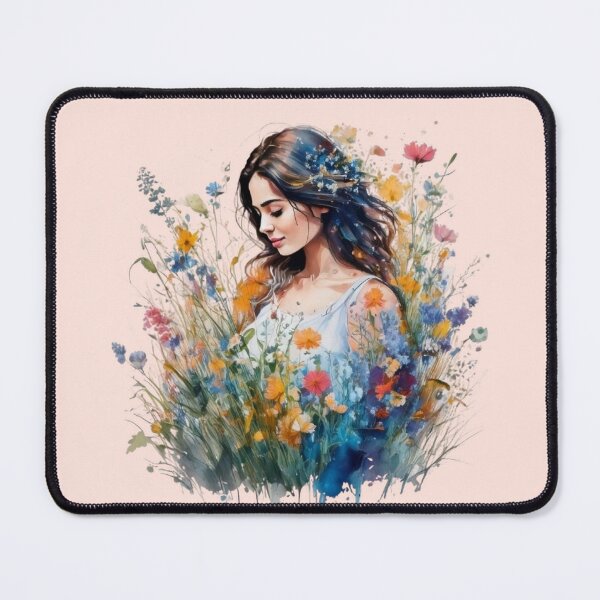 Item preview, Young woman among flowers designed and sold by Nazardes.