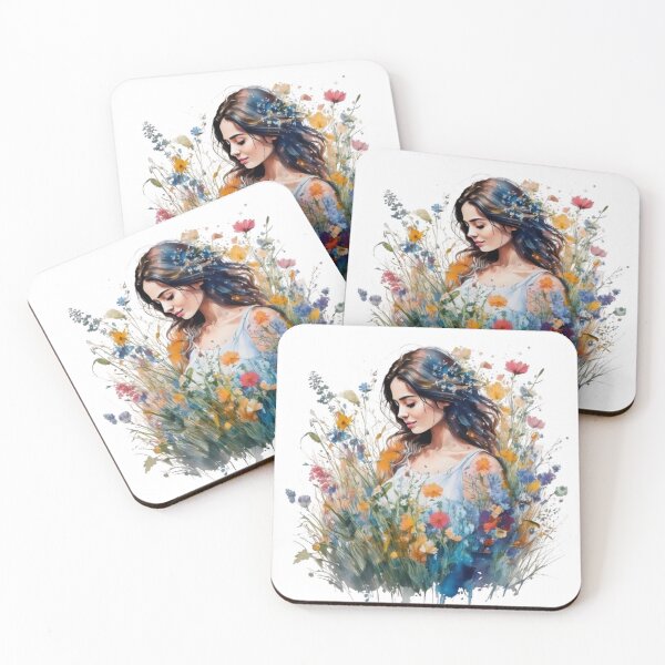 Item preview, Young woman among flowers designed and sold by Nazardes.