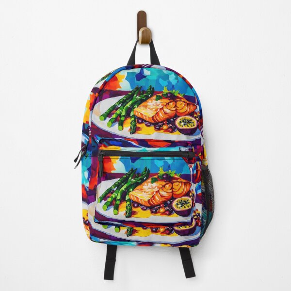Item preview, Grilled Salmon with Asparagus, Passion Fruit, and Red Wine Abstract Sea Food Elegance  designed and sold by OlfactoART Studio.