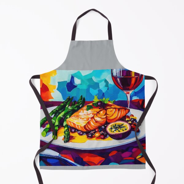Item preview, Grilled Salmon with Asparagus, Passion Fruit, and Red Wine Abstract Sea Food Elegance  designed and sold by OlfactoART Studio.