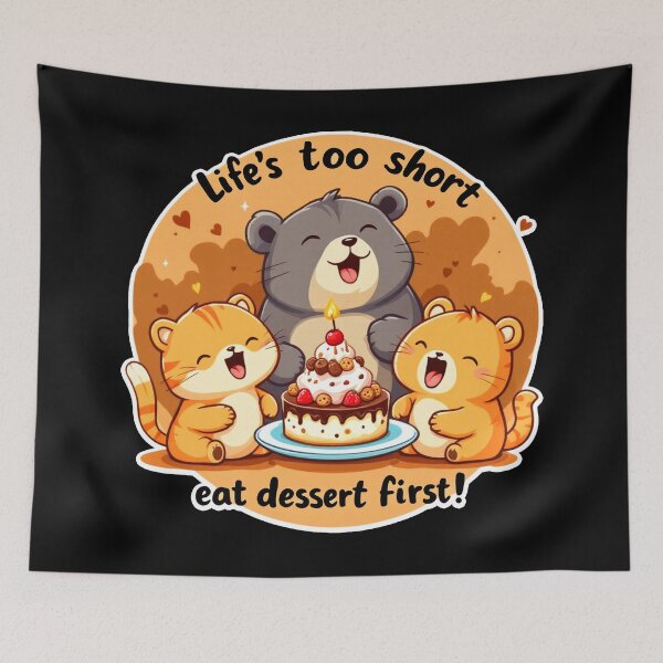 Item preview, Life’s Too Short – Eat Dessert First Funny Animal Art designed and sold by DrawHandArt.