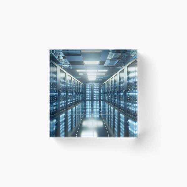 Item preview, Photorealistic Datacenter Server Room - Modern Technology Art Print designed and sold by designssamaya.