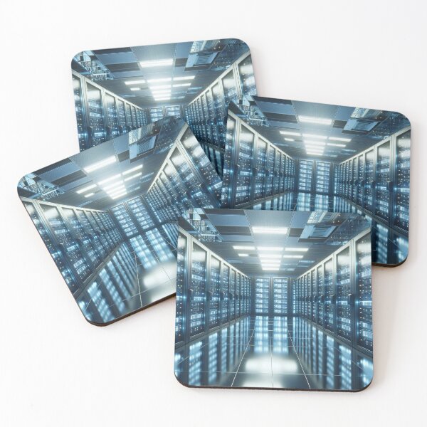 Item preview, Photorealistic Datacenter Server Room - Modern Technology Art Print designed and sold by designssamaya.