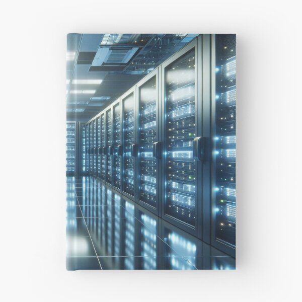 Item preview, Photorealistic Datacenter Server Room - Modern Technology Art Print designed and sold by designssamaya.