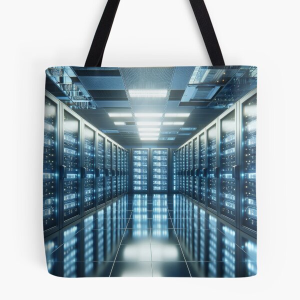 Item preview, Photorealistic Datacenter Server Room - Modern Technology Art Print designed and sold by designssamaya.