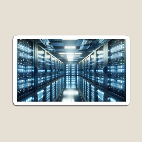 Item preview, Photorealistic Datacenter Server Room - Modern Technology Art Print designed and sold by designssamaya.