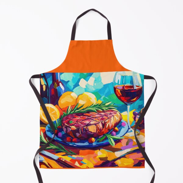 Item preview, Epicurean Delight - Juicy Steak with Wine, Lemons, and Grapes in Vibrant Colors designed and sold by OlfactoART Studio.