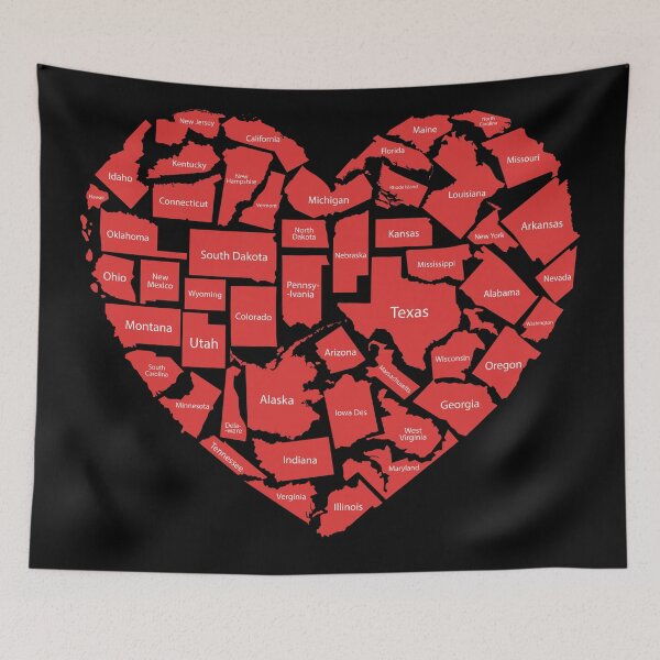 Item preview, United States of America map in Heart shape designed and sold by ShopEasy9.