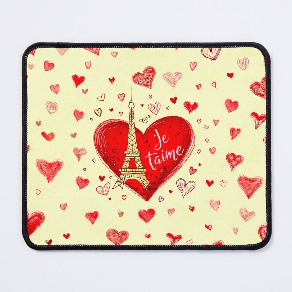 Item preview, Romantic Eiffel Tower Design: 'Je T'aime' with Red Heart and Love-Themed Pattern designed and sold by Michael van der Hoorn.