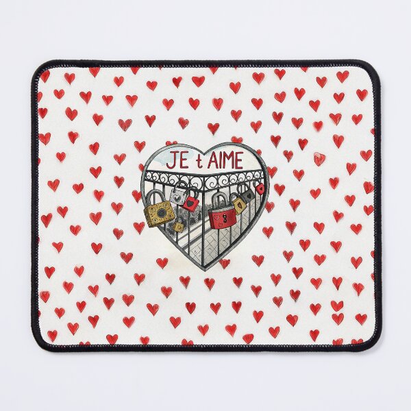 Item preview, Romantic 'Je T'aime' Artwork: Heart Lock Design with Red Heart Pattern Background designed and sold by Michael van der Hoorn.