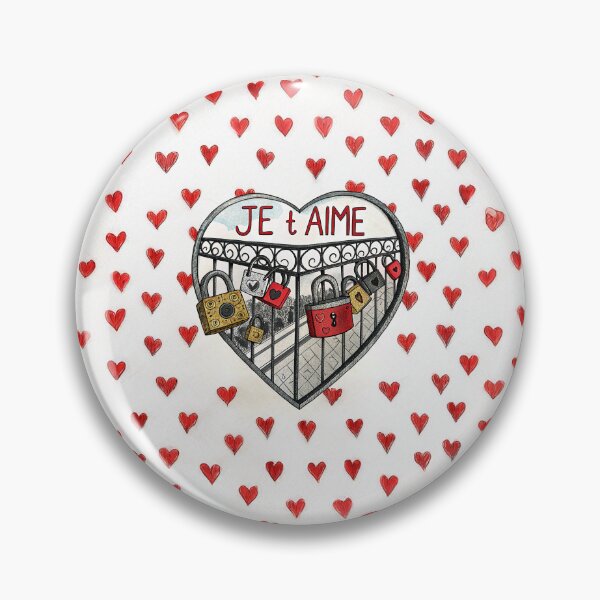 Item preview, Romantic 'Je T'aime' Artwork: Heart Lock Design with Red Heart Pattern Background designed and sold by Michael van der Hoorn.