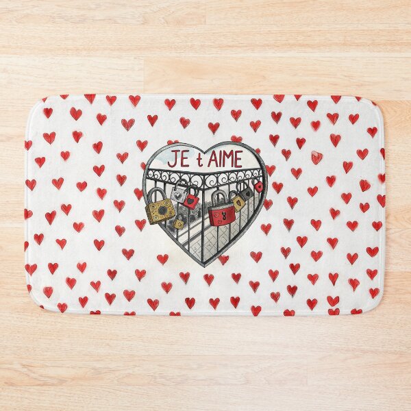 Item preview, Romantic 'Je T'aime' Artwork: Heart Lock Design with Red Heart Pattern Background designed and sold by Michael van der Hoorn.