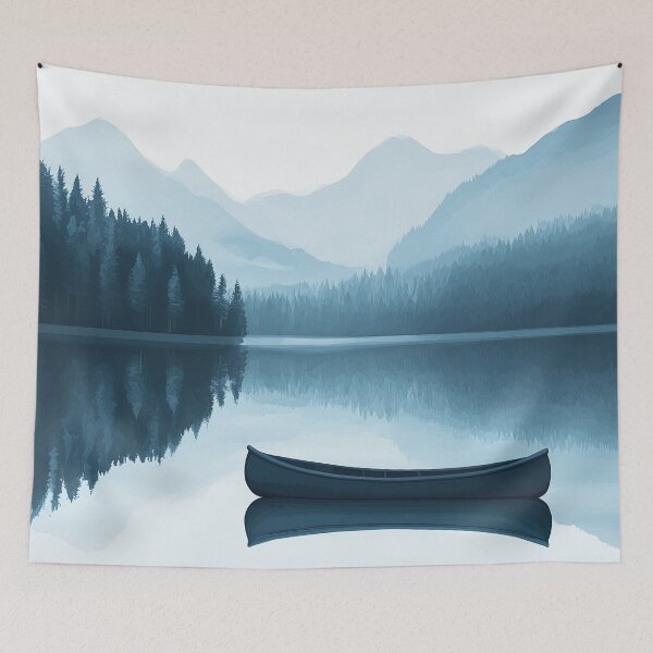 Aperçu de l'œuvre Canoë sur le lac Placid créée et vendue par PrintSmithArt.