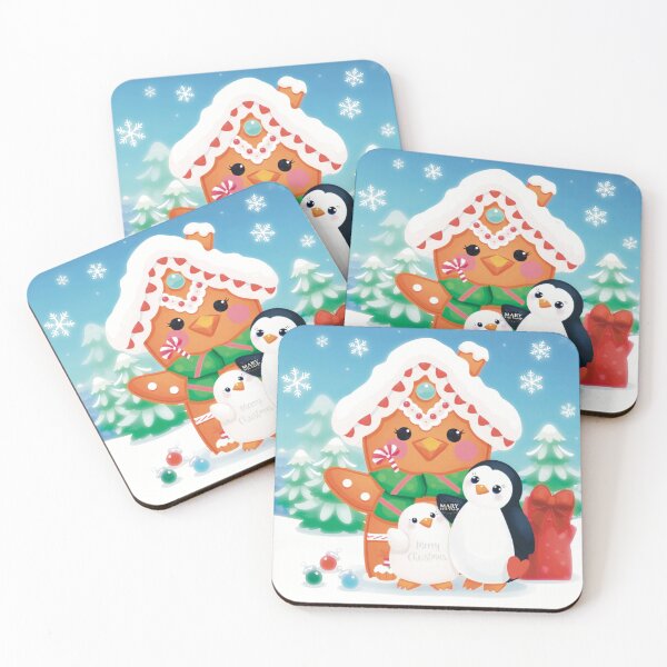 Item preview, Winter Wonderland - Cute Gingerbread House & Penguins designed and sold by Mary The Vamp.