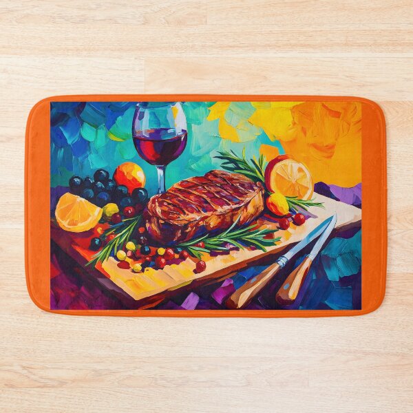 Item preview, Digital Culinary Symphony - Juicy Steak with Fruits, Herbs, and Red Wine Elegance Abstract AI Art designed and sold by OlfactoART Studio.