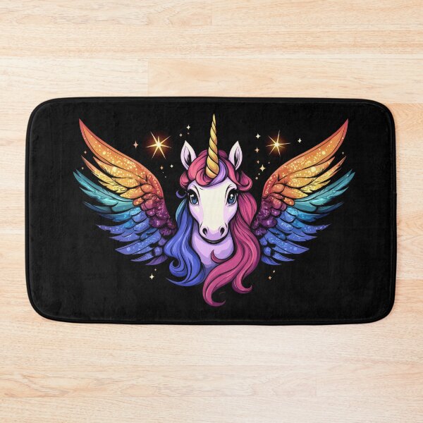 Item preview, Front View of a Unicorn with Colorful Wings designed and sold by bAIryBarn.