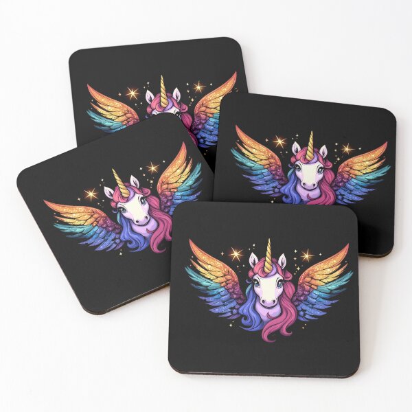 Item preview, Front View of a Unicorn with Colorful Wings designed and sold by bAIryBarn.
