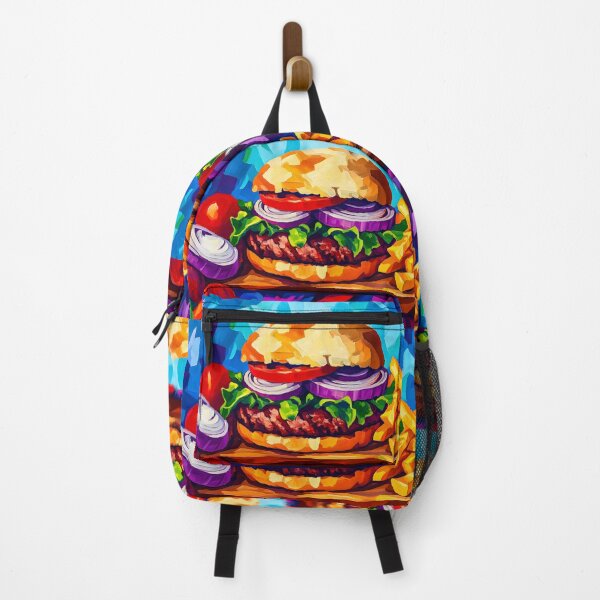Item preview, Burger Perfection - Juicy Patty, Fresh Veggies, and Crispy Fries on a Wooden Board designed and sold by OlfactoART Studio.