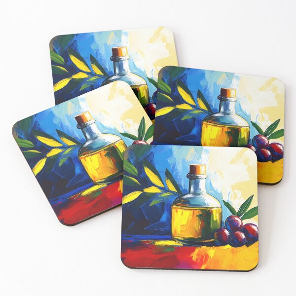 Item preview, Mediterranean Vibrant Essence- Olive Oil and Ripe Olives Amidst Bold Abstract Hues designed and sold by OlfactoART Studio.
