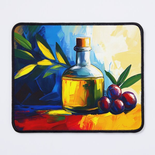 Item preview, Mediterranean Vibrant Essence- Olive Oil and Ripe Olives Amidst Bold Abstract Hues designed and sold by OlfactoART Studio.