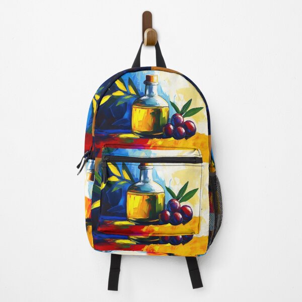 Item preview, Mediterranean Vibrant Essence- Olive Oil and Ripe Olives Amidst Bold Abstract Hues designed and sold by OlfactoART Studio.