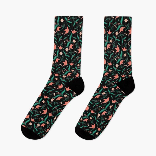 Item preview, Black and Salmon Floral Pattern designed and sold by Jessica Heath.