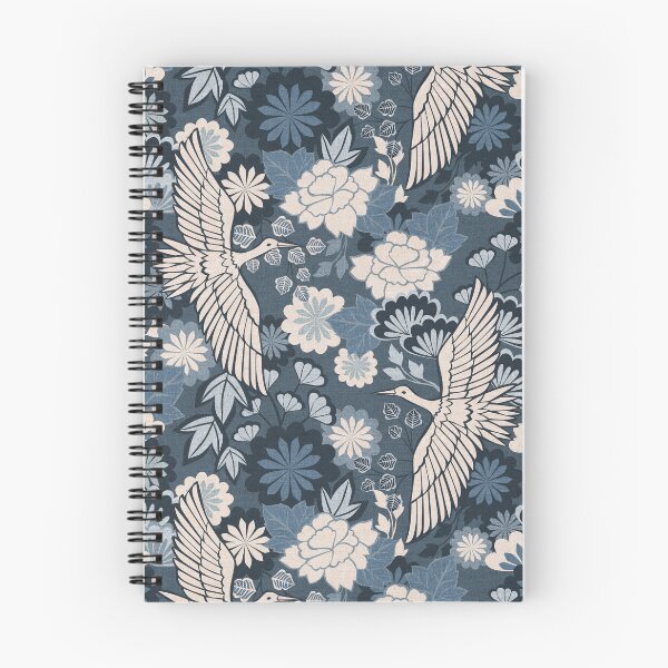 Item preview, Cranes and Chrysanthemums {Indigo}  designed and sold by Cecilia Mok.